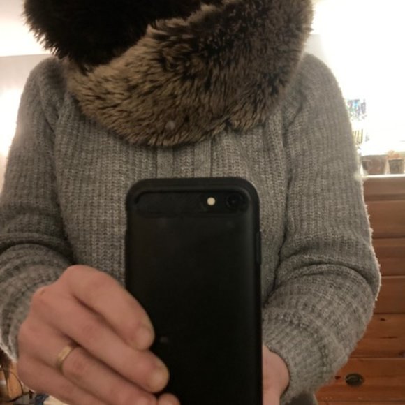 Brown and Tan Faux Fur Circle Scarf by Faux Frenzi - Picture 3 of 8